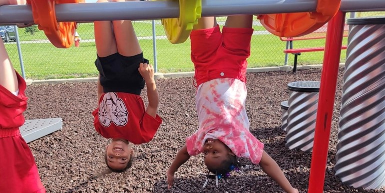 Students on monkeybars